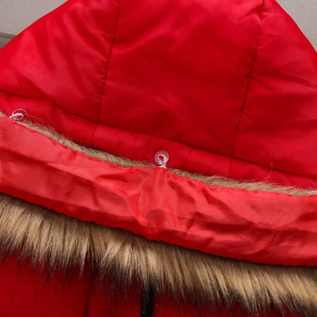 Baby Boys Girls Down Jacket Toddler Winter Warm Puffer Down Coat Cotton Hooded Fur Snowsuit Water Resistant Coat