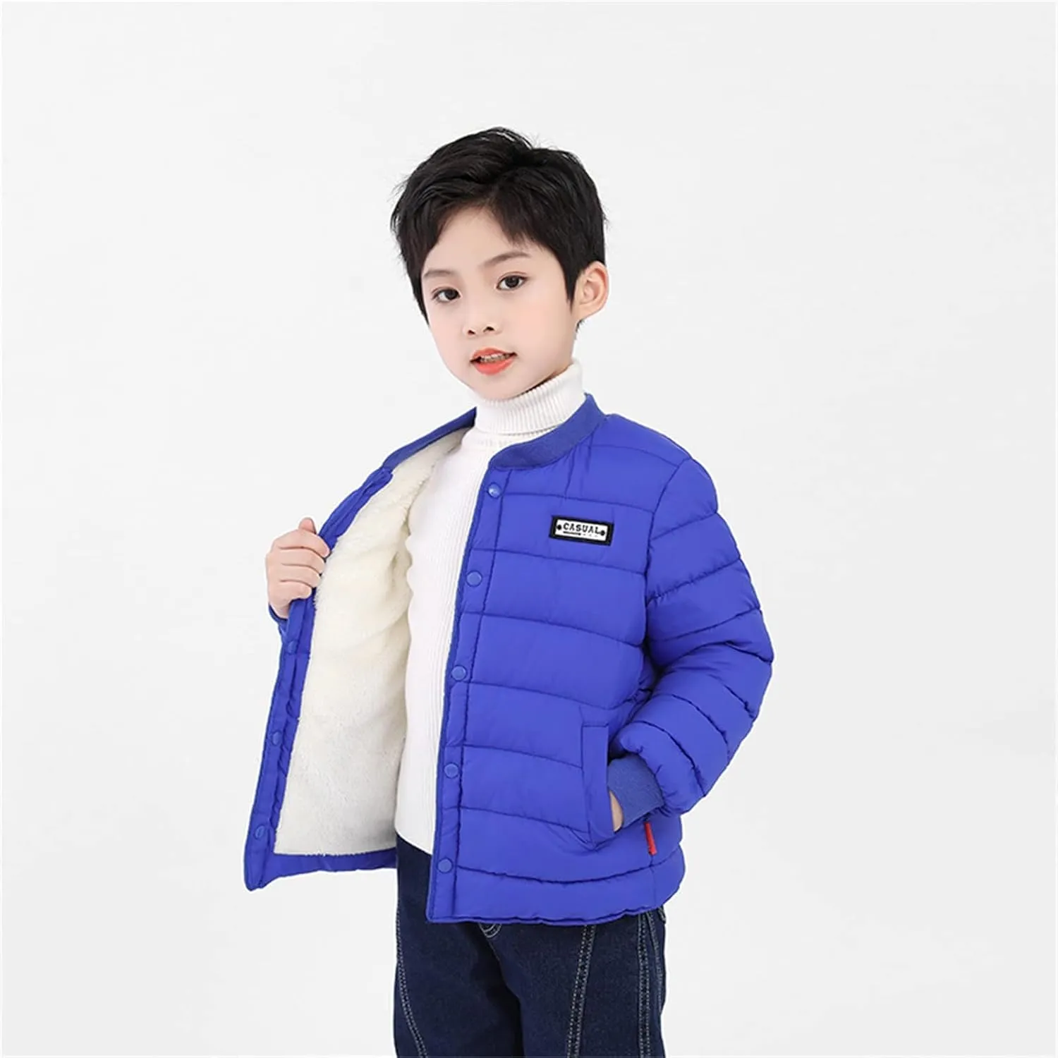 Boys' Winter Coat Kids Quilted Puffer Jacket Fleece Lined Down Coat Water-Resistant Lightweight Packable Down Jacket