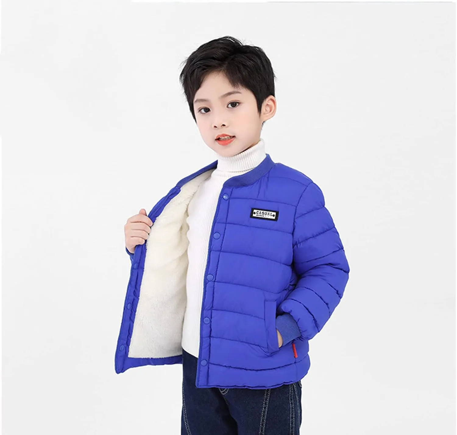 Boys' Winter Coat Kids Quilted Puffer Jacket Fleece Lined Down Coat Water-Resistant Lightweight Packable Down Jacket