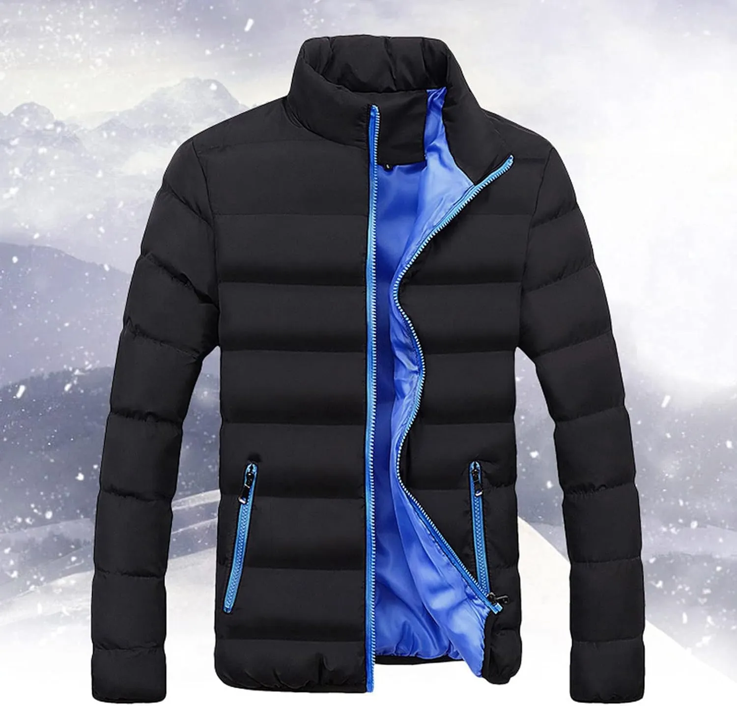 Bubble Coat Men No Hood Packable Puffer Jacket Hoodless Zip Up Lightweight Winter Down Jacket Quilted Padded Jacket