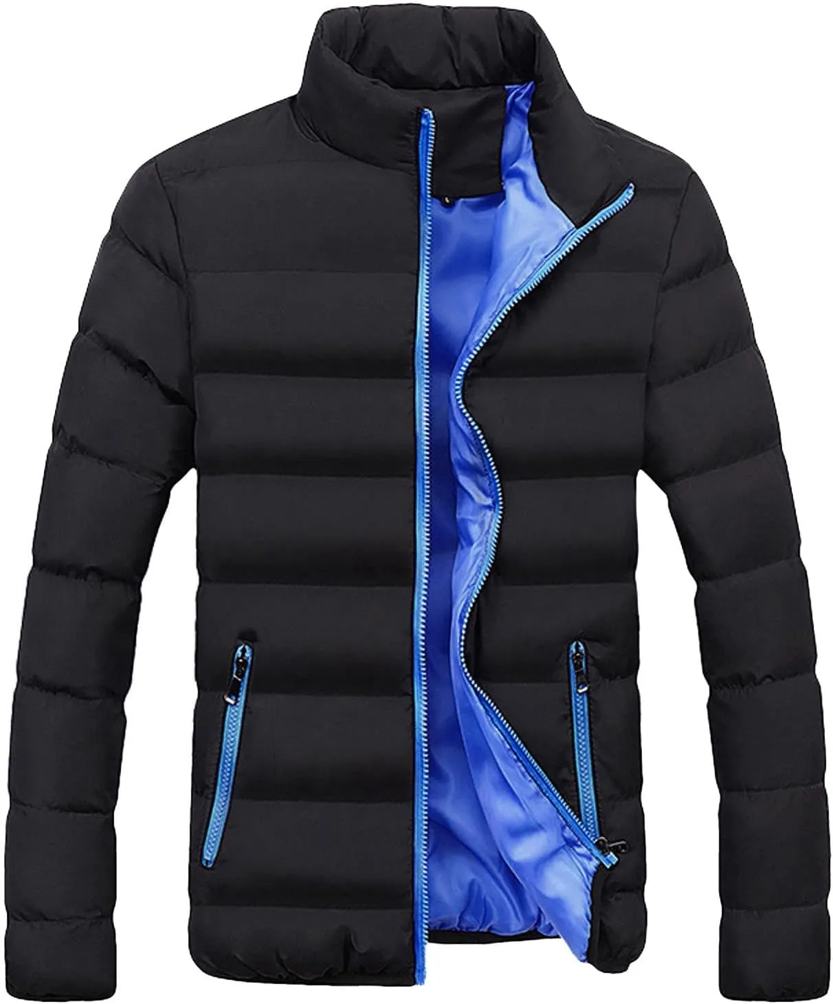 Bubble Coat Men No Hood Packable Puffer Jacket Hoodless Zip Up Lightweight Winter Down Jacket Quilted Padded Jacket