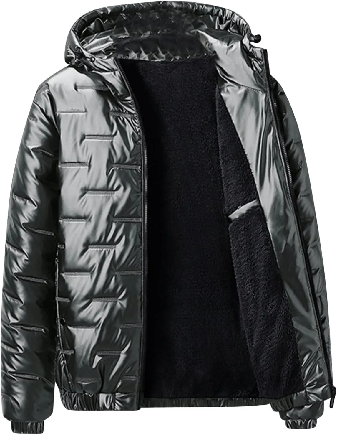 Bubble Jacket for Men Waterproof Shiny Reflective Down Coat Lightweight Packable Winter Thicken Puffer Jacket With Hood