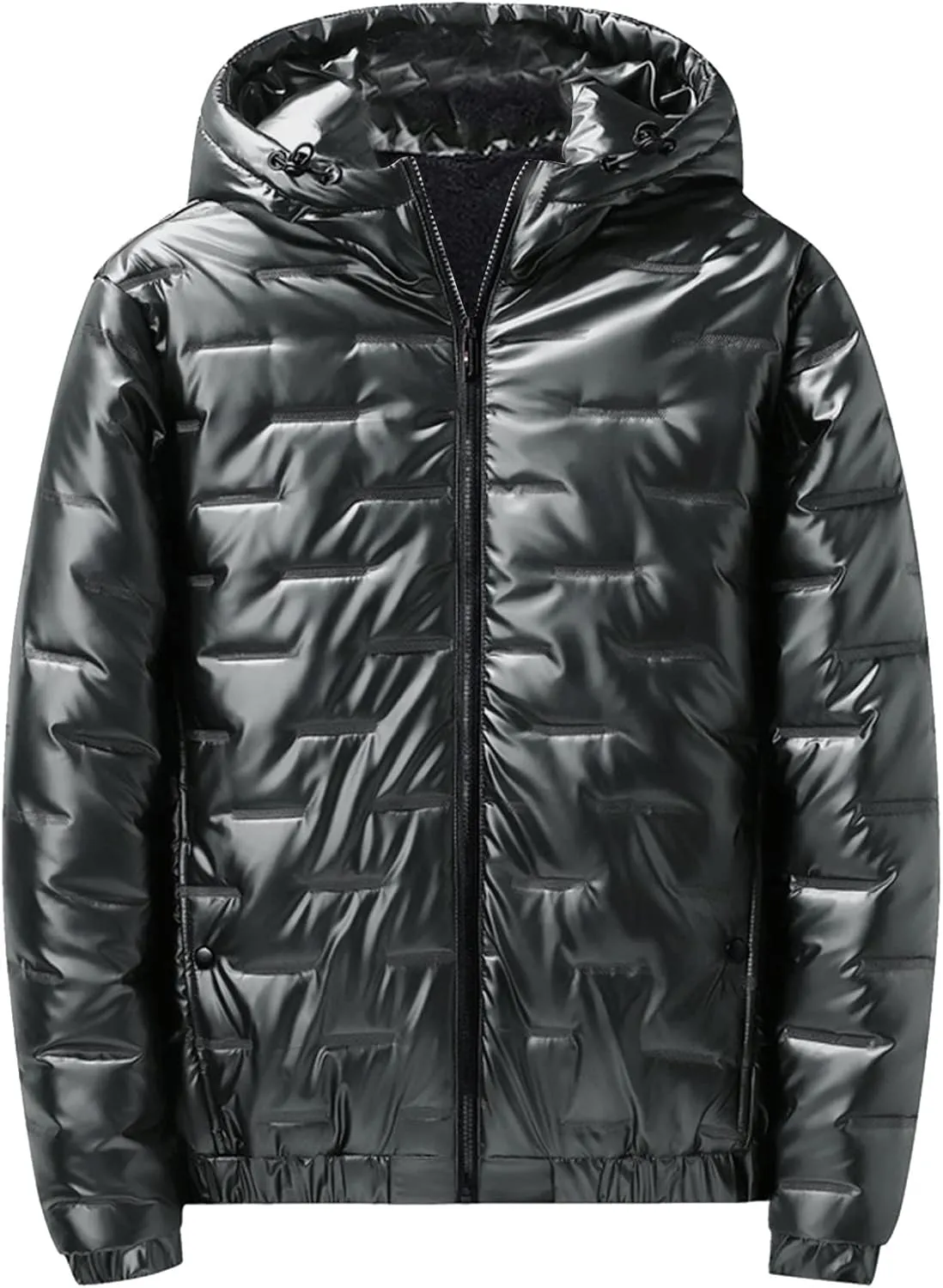 Bubble Jacket for Men Waterproof Shiny Reflective Down Coat Lightweight Packable Winter Thicken Puffer Jacket With Hood