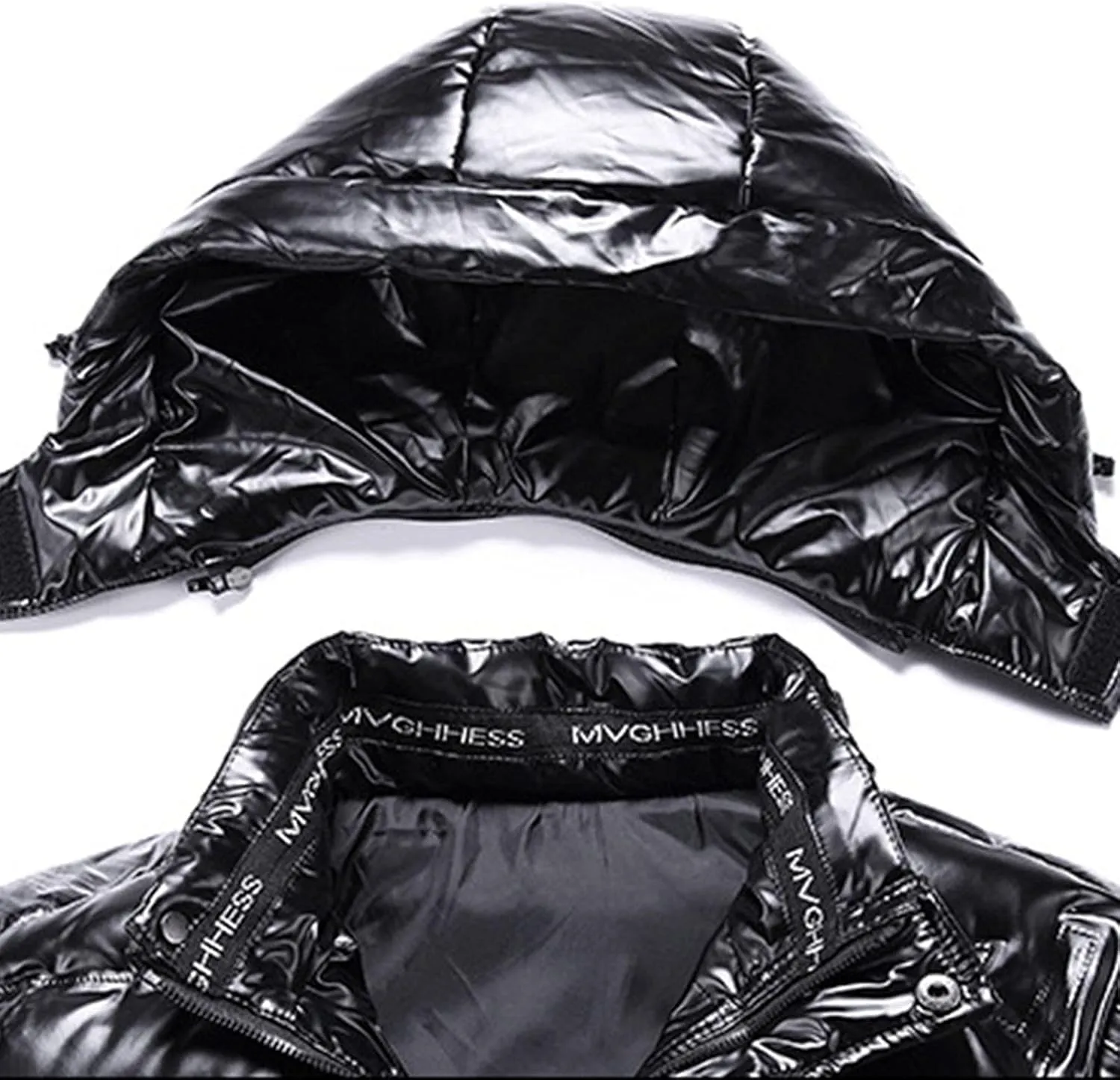 Bubble Jacket for Men Waterproof Shiny Reflective Down Coat Lightweight Packable Winter Thicken Puffer Jacket With Hood