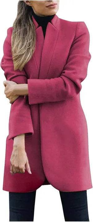 cooki Trench Coat Peacoat Womens Coat Long Wool Coat Women, Jackets for Women 2024 Wool Trench Coats for Women Winter Spring Fashion Notch Collar Pea Coats Long Jackets Coats