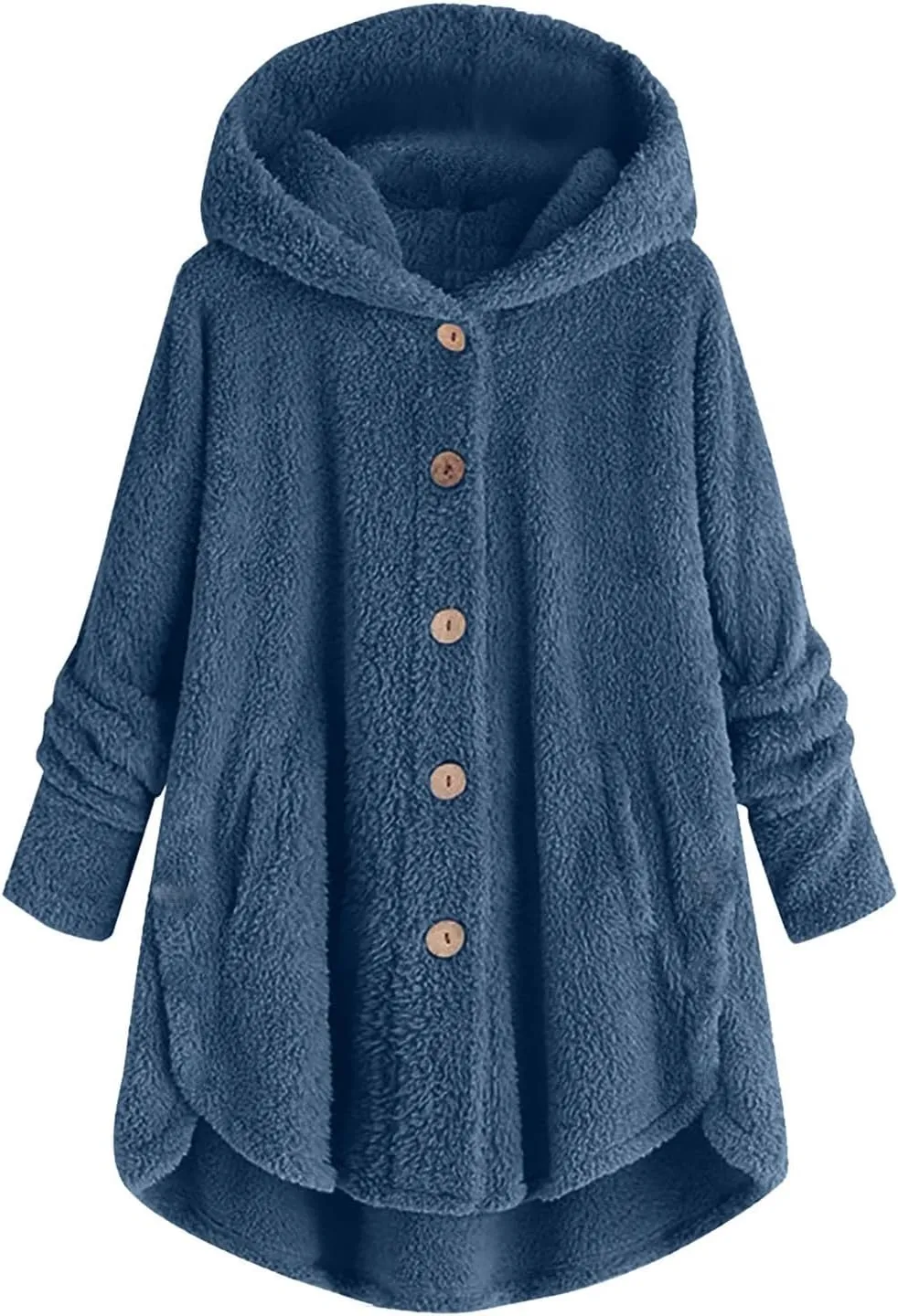 Fleece Jacket Women Button Down Sherpa Jacket Fuzzy Warm Jacket Long Sleeve Hooded Coat Winter Coats for Women
