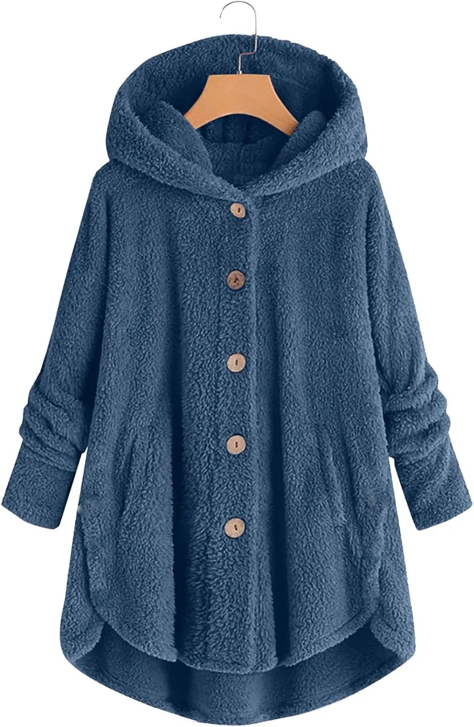Fleece Jacket Women Button Down Sherpa Jacket Fuzzy Warm Jacket Long Sleeve Hooded Coat Winter Coats for Women
