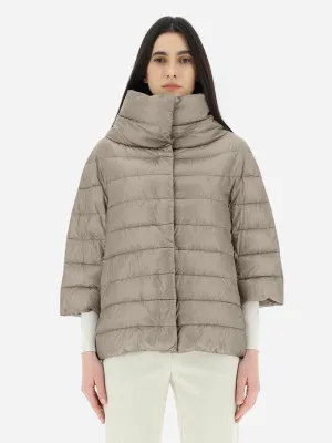 Herno Aminta 3/4 Sleeve Cocoon Jacket in Taupe