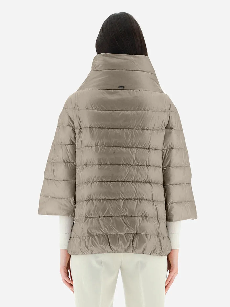 Herno Aminta 3/4 Sleeve Cocoon Jacket in Taupe