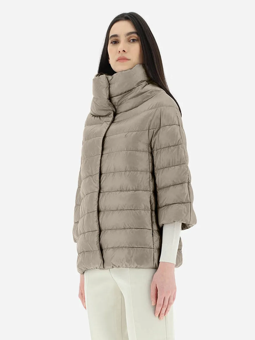 Herno Aminta 3/4 Sleeve Cocoon Jacket in Taupe