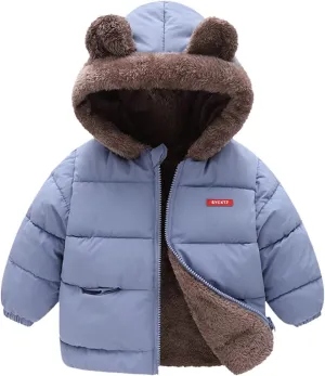 Kids Winter Coats Toddler Boys Girls Winter Bear Ears Coat With Hooded Jacket 𝒫uffer Down Outwear 1-5 Years