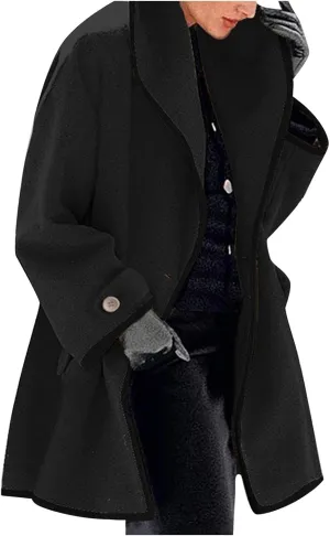 LIXIAO Womens Coat Trench Cardigan Winter Wool Coat Open Front Long Sleeve Jacket Stylish Casual Long Overcoat Outwear