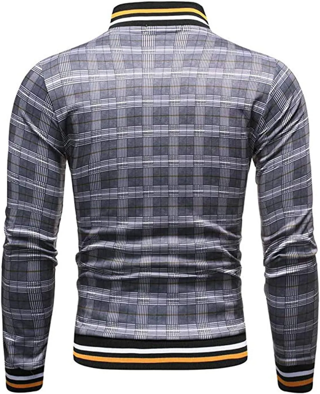 Men's 2 Piece Outfits Casual Long Sleeve Full Zip Plaid Print Shirt Drawstring Stretch Jogger Pant Set Tracksuit