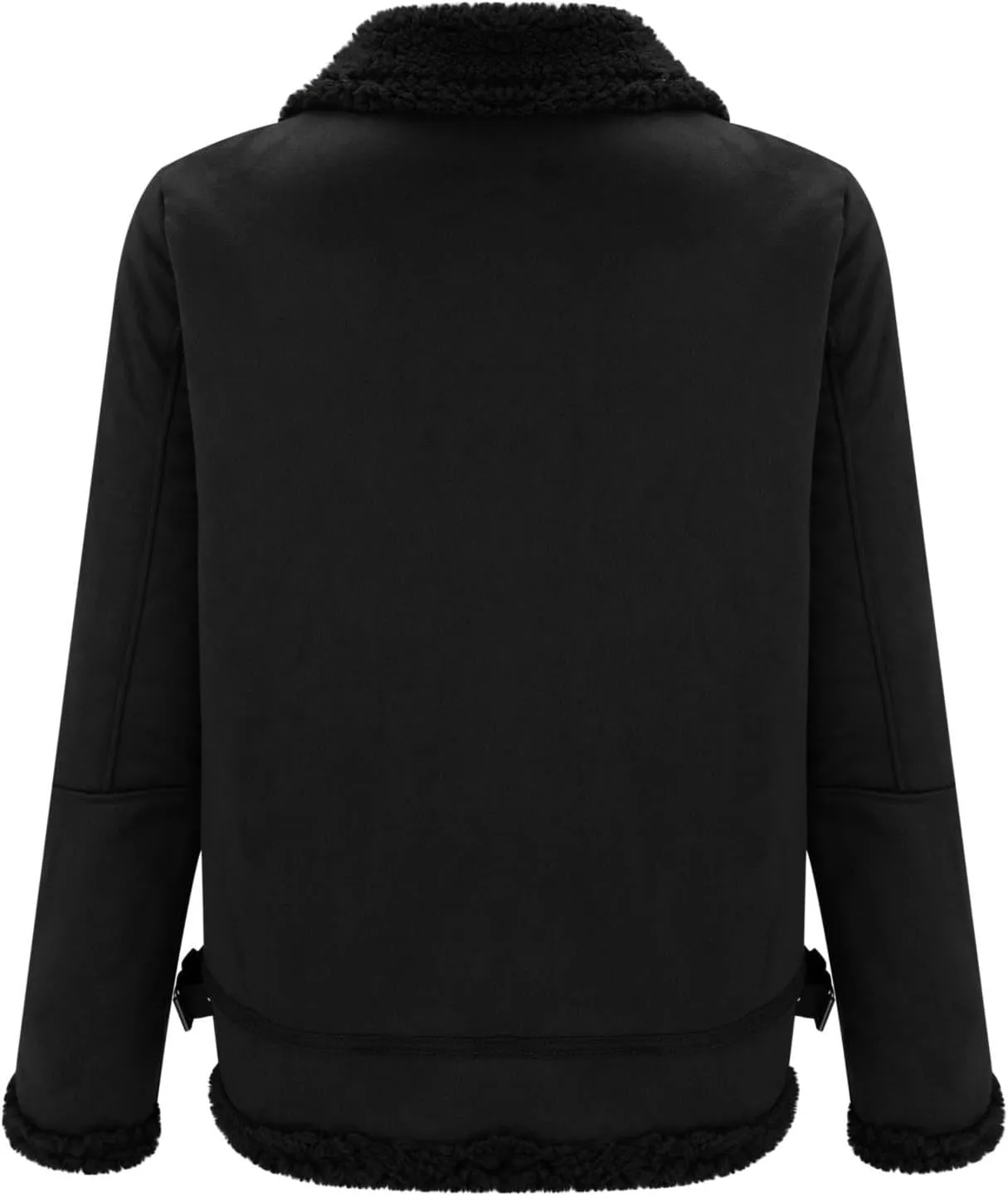 Mens Bomber Sherpa Faux Leather Jacket Zip Up Heavyweight Trench Coat Spread Collared Winter Suede Jackets