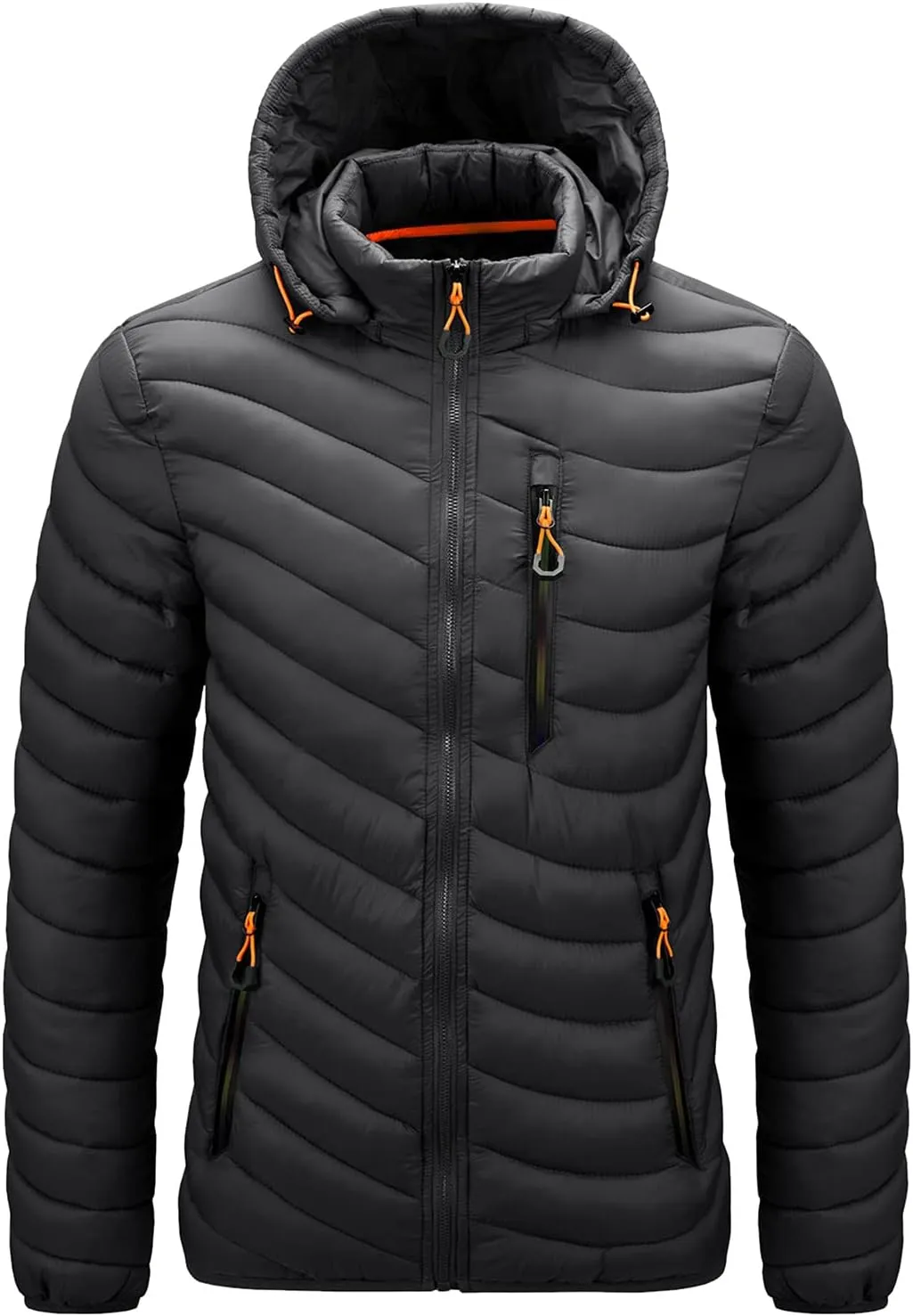 Mens Bubble Puffer Jacket Detachable Hood Warm Puffy Winter Thicken Padded Down Jackets Quilted Coat Windproof Outwear