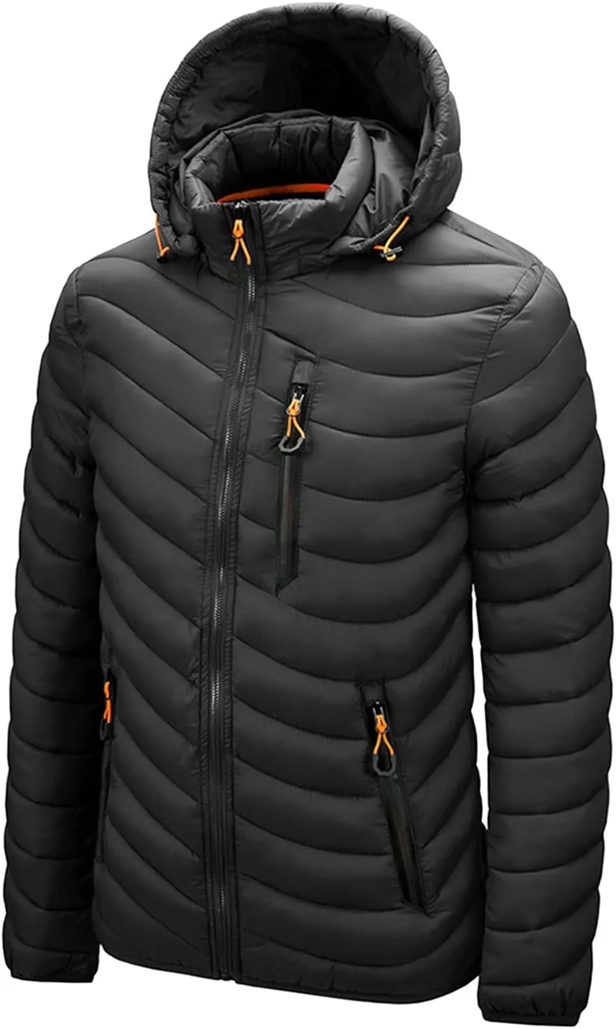 Mens Bubble Puffer Jacket Detachable Hood Warm Puffy Winter Thicken Padded Down Jackets Quilted Coat Windproof Outwear