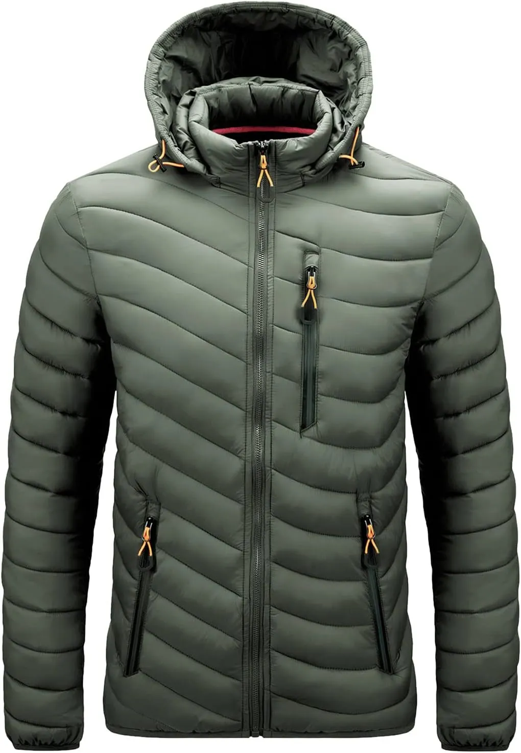 Mens Bubble Puffer Jacket Detachable Hood Warm Puffy Winter Thicken Padded Down Jackets Quilted Coat Windproof Outwear