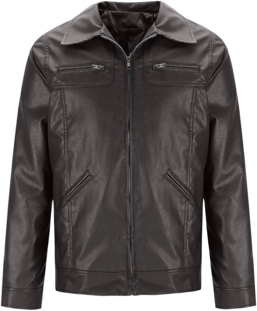 Mens Cropped Faux Leather Jacket Fall Fashion Casual Lightweight Coat Motorcycle Biker Bomber Jacket with Pocket