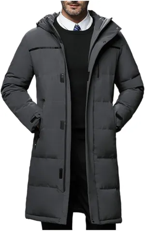Men's Puffer Jacket Long Hooded Winter Coat Windproof Down Jacket Plus Size Insulated Jacket Warm Parka Jacket