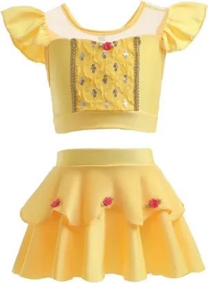 MYRISAM Girls Princess Two-Piece Tankini Swimsuits Party Bathing Suits Ruffles Beach Surf Swimming Swimwear Bikini Set