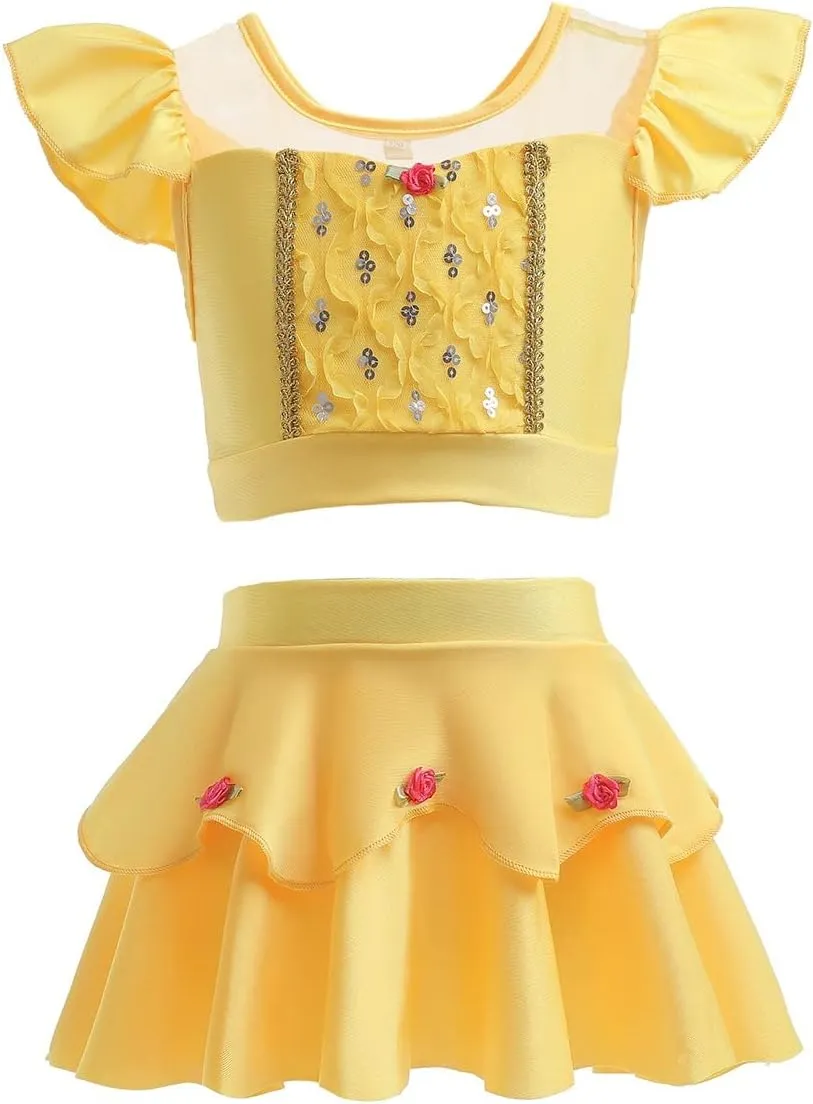 MYRISAM Girls Princess Two-Piece Tankini Swimsuits Party Bathing Suits Ruffles Beach Surf Swimming Swimwear Bikini Set