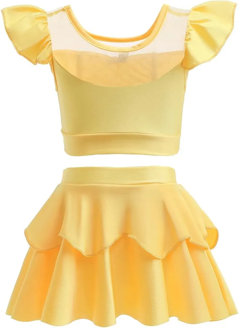 MYRISAM Girls Princess Two-Piece Tankini Swimsuits Party Bathing Suits Ruffles Beach Surf Swimming Swimwear Bikini Set