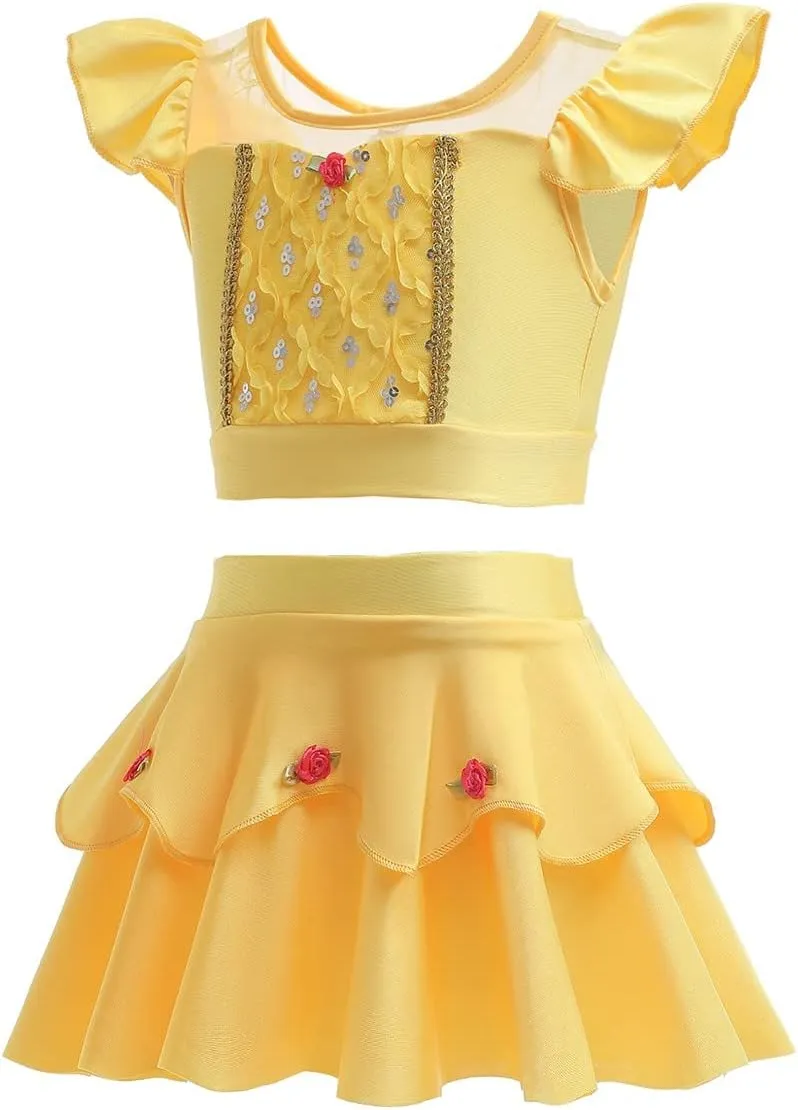 MYRISAM Girls Princess Two-Piece Tankini Swimsuits Party Bathing Suits Ruffles Beach Surf Swimming Swimwear Bikini Set