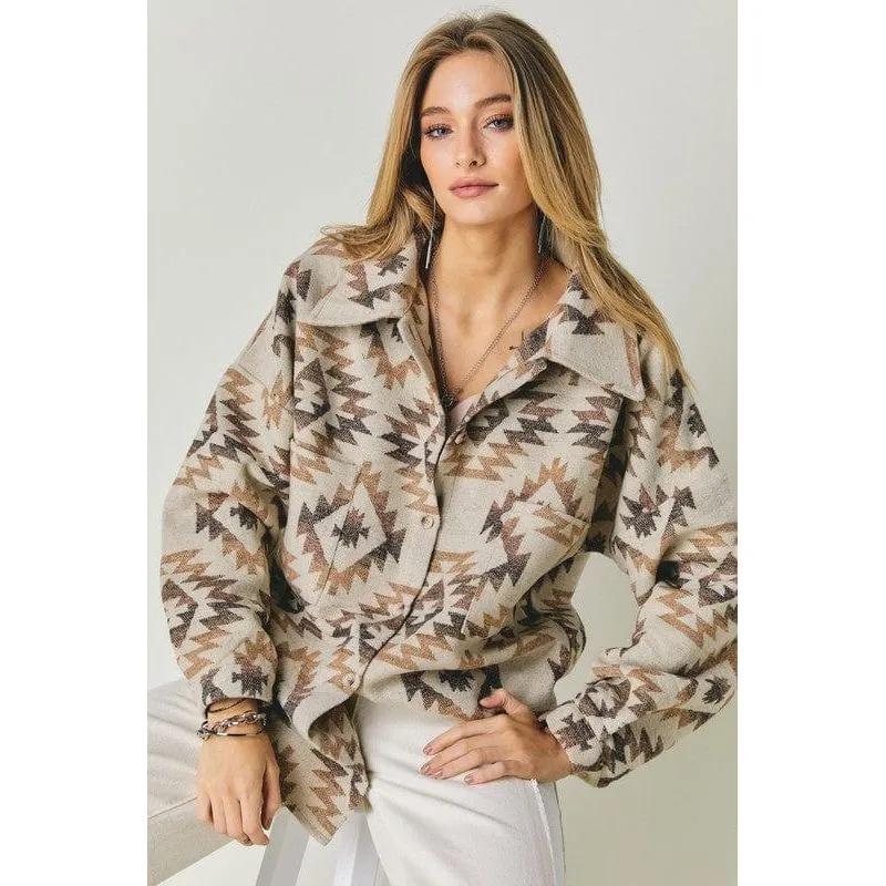 Printed button down jacket