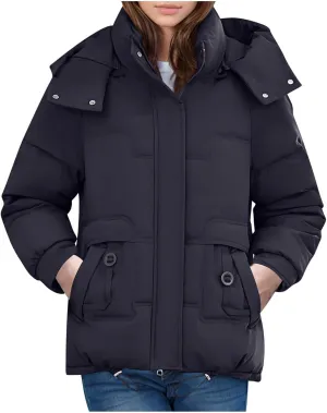 Puffer Jacket Womens Tops Mid Length Sherpa Lined Quilted Parkas Warm Thickened Hoodies Coats Windproof Outerwear