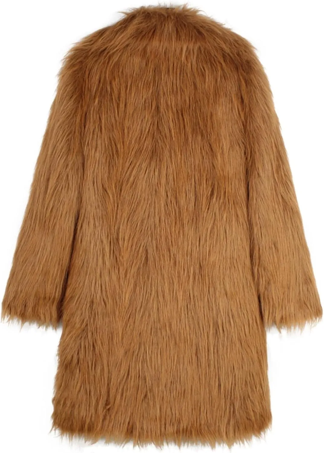 QWENTMTNTY Men Fluffy Long Faux Fur Coat Fashion Heavyweight Warm Winter Coats Thicken Faux Shearling Cardigan Overcoat