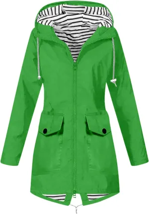 Rain Jacket for Women Lightweight Long Hooded Raincoat Waterproof Outdoor Hiking Travel Windbreaker Trench Coats