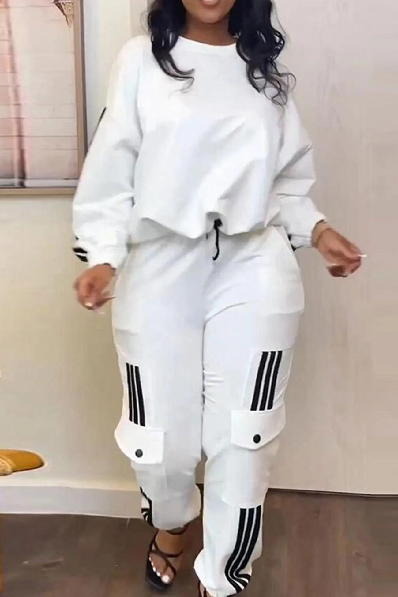 Striped Patchwork Pants Suits