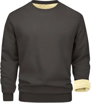 Uillui Men's Winter Thermal Sweater Warm Crewneck Sherpa Lined Fleece Sweatshirt Casual Active Long Sleeve Pullover Tops