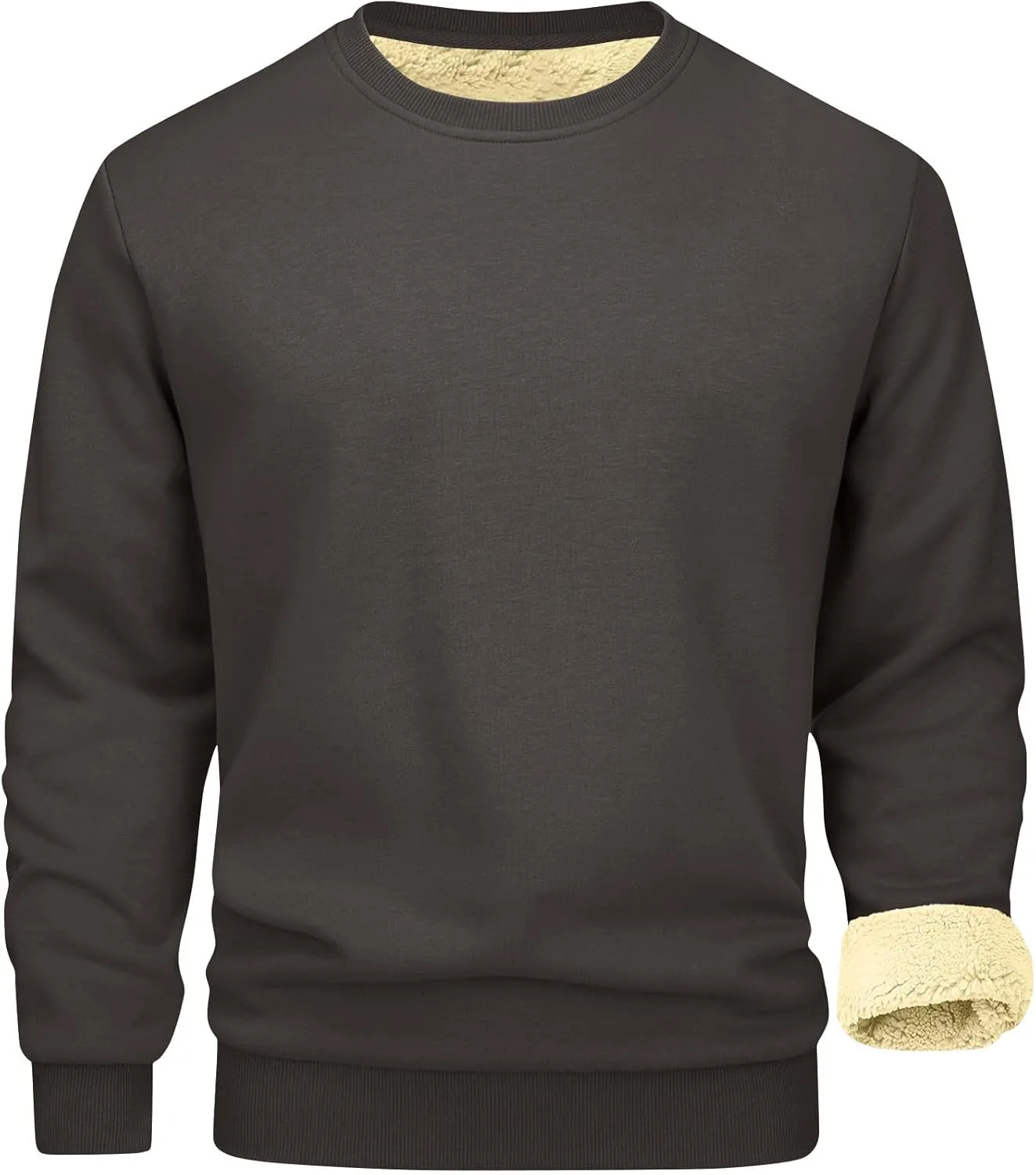 Uillui Men's Winter Thermal Sweater Warm Crewneck Sherpa Lined Fleece Sweatshirt Casual Active Long Sleeve Pullover Tops