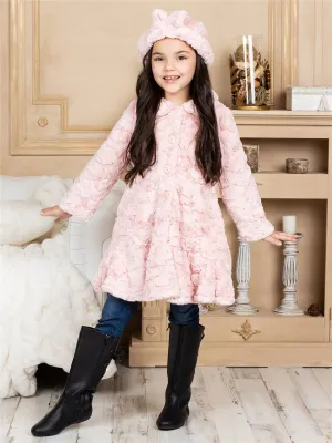 Widgeon Girls Cloud Faux Fur Flounce Skirt Bottom Coat Coral