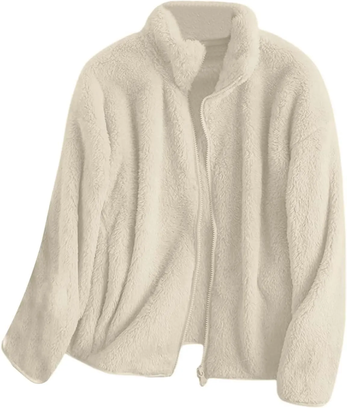 Women Winter Polar Fleece Jacket 2024 Sherpa Lined Plus Size Warm Cardigans Jackets Full Zip Stand Collar Fashion Outwear