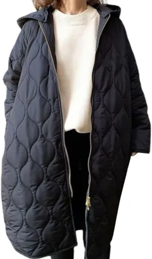 Womens Fashion Insulated Soft Fitted Long Puffer Coat Long Sleeve Hooded Zipper Down Coat Winter Work Outdoor Overcoat