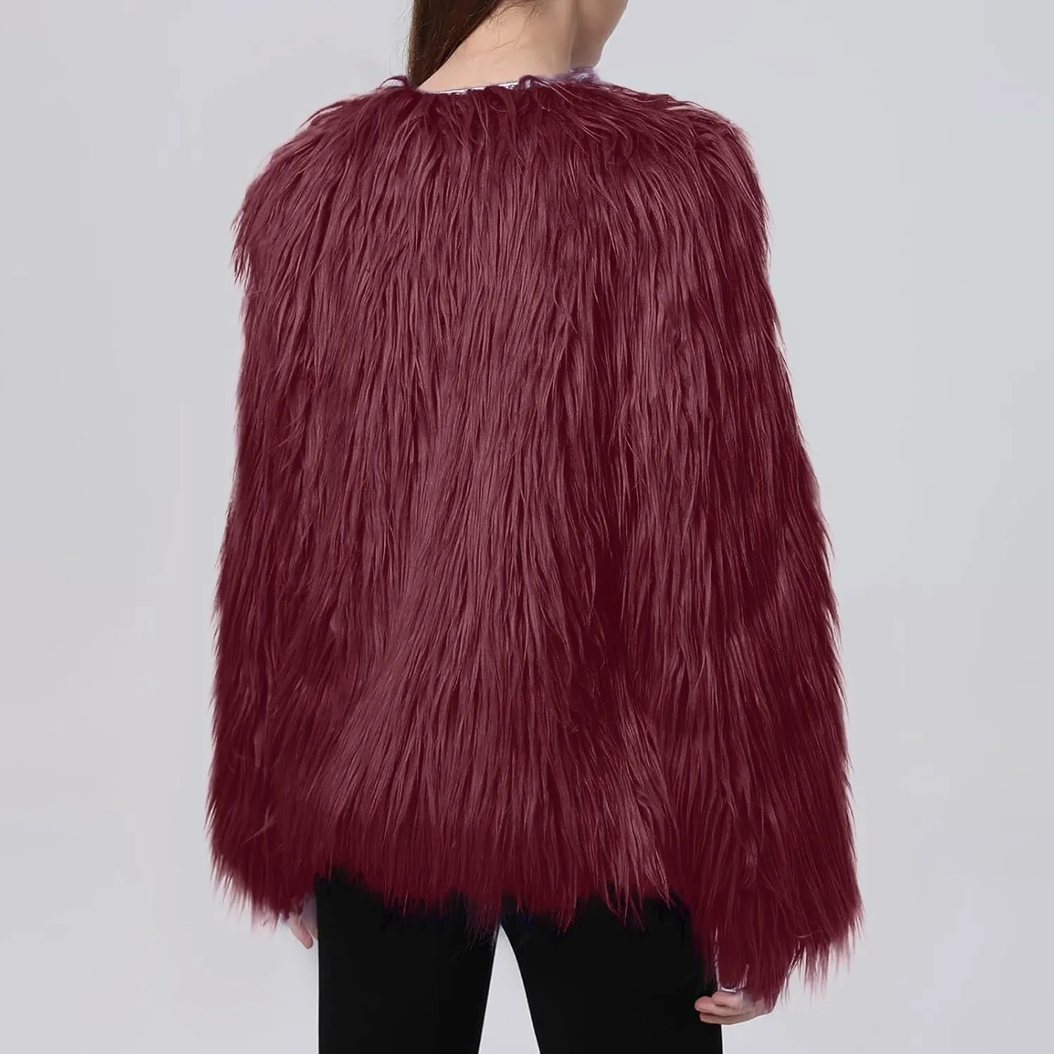 Womens Open Front Faux Fur Cardigan Winter Fashion Oversize Thermal Jackets Casual Long Sleeve Chunky Fuzzy Outwears