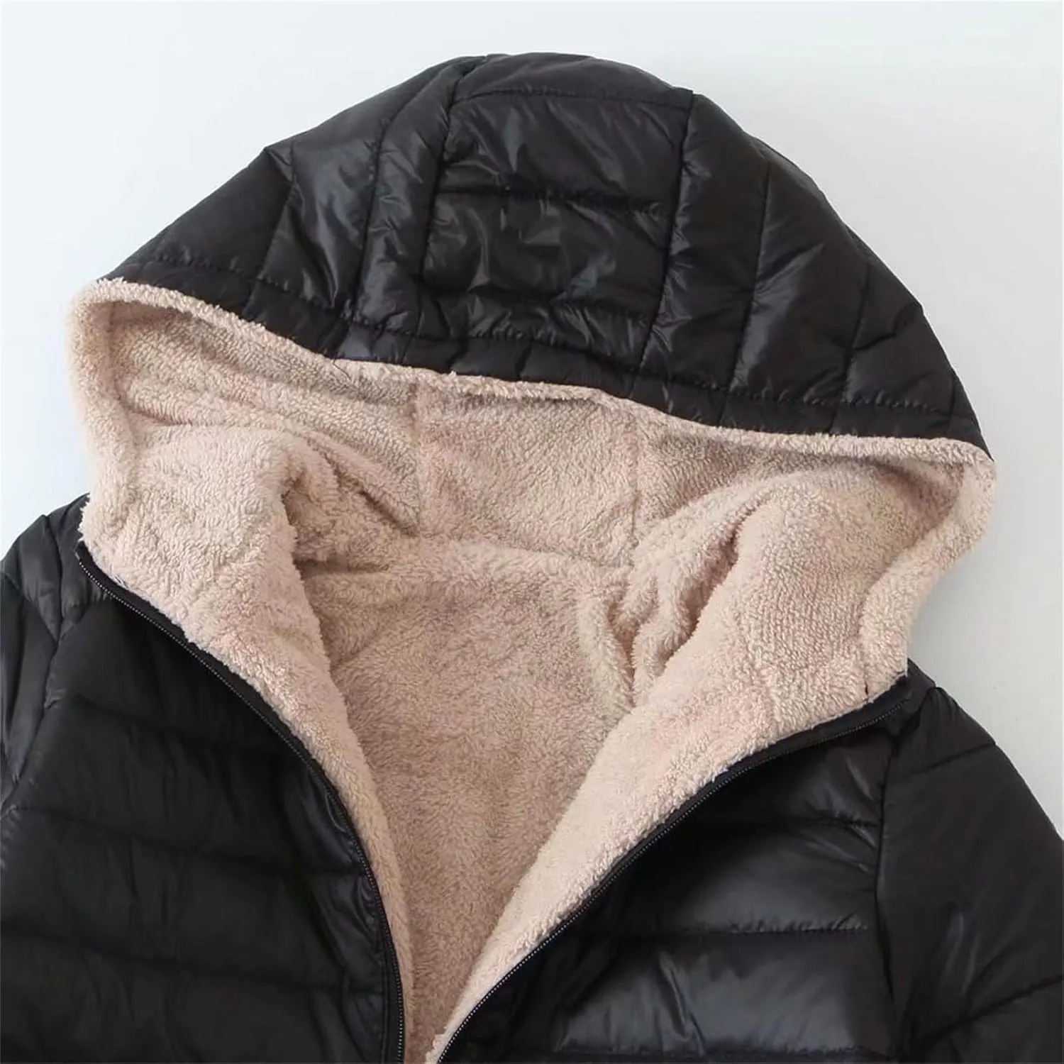 Womens Thickened Long Down Jacket Winter Down Outwear Hooded Puffer Jacket Basic Long Sleeve Blouse Winter Coat