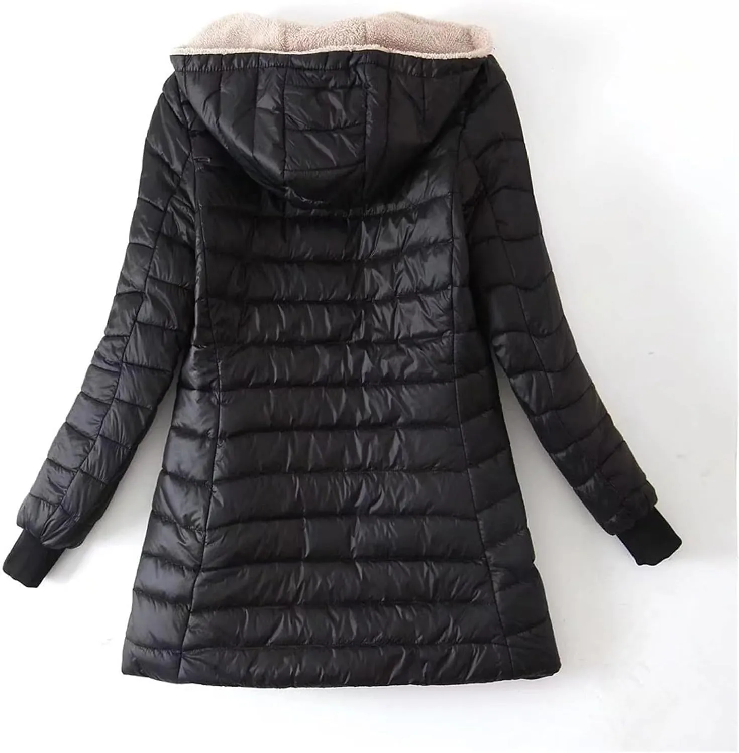 Womens Thickened Long Down Jacket Winter Down Outwear Hooded Puffer Jacket Basic Long Sleeve Blouse Winter Coat