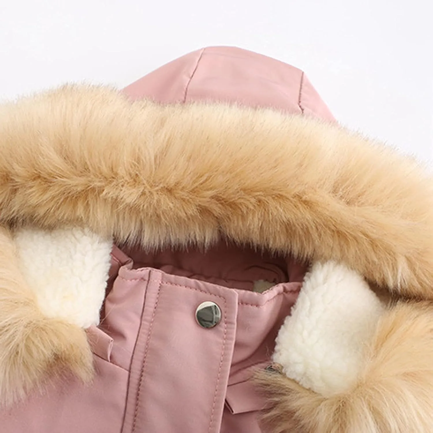 Womens Winter Coats Thickened Windproof Outerwear Warm Sherpa Lined Parkas Jacket with Fur Hood Plus Size Puffer Down